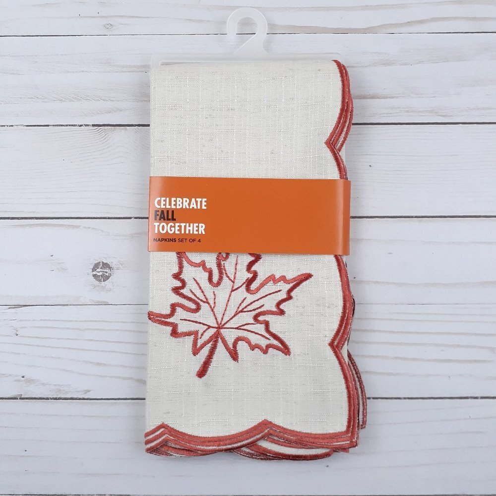 Fabric Dinner Napkins Fall Maple Leaf 20x20 inch Set of 4